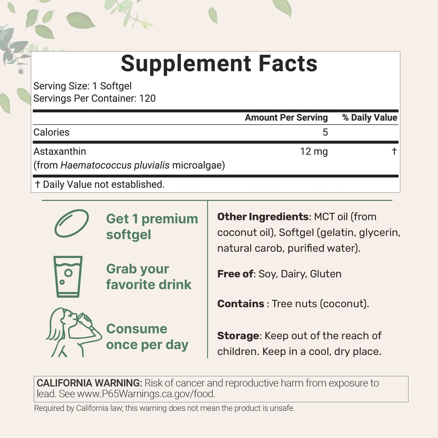 Micro Ingredients Astaxanthin 12mg with MCT Oil